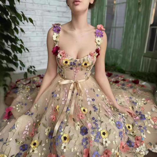 Floral Elegance – Handcrafted Floral Embroidered Dress