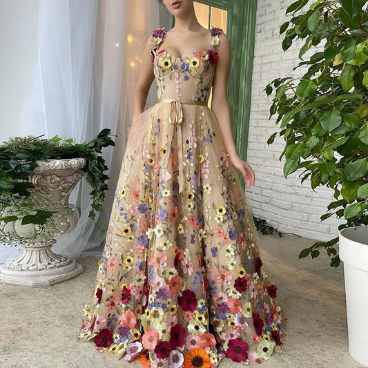 Floral Elegance – Handcrafted Floral Embroidered Dress