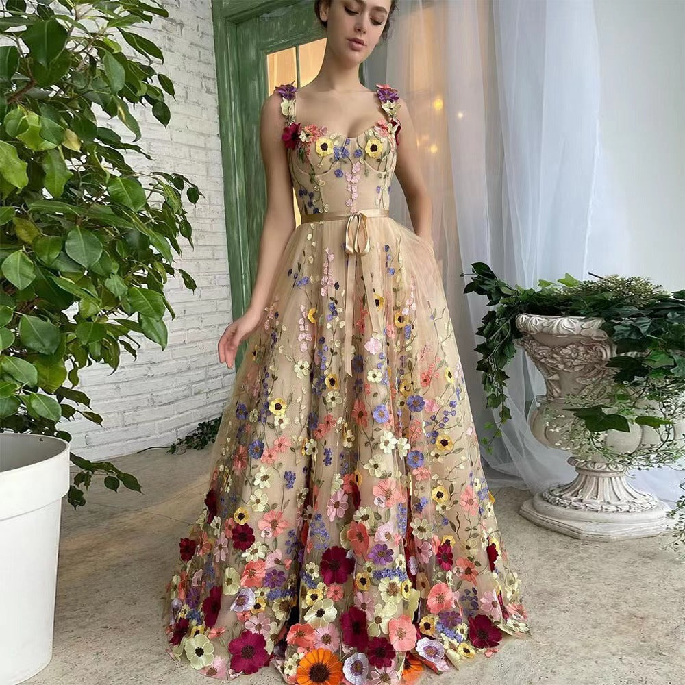 Floral Elegance – Handcrafted Floral Embroidered Dress